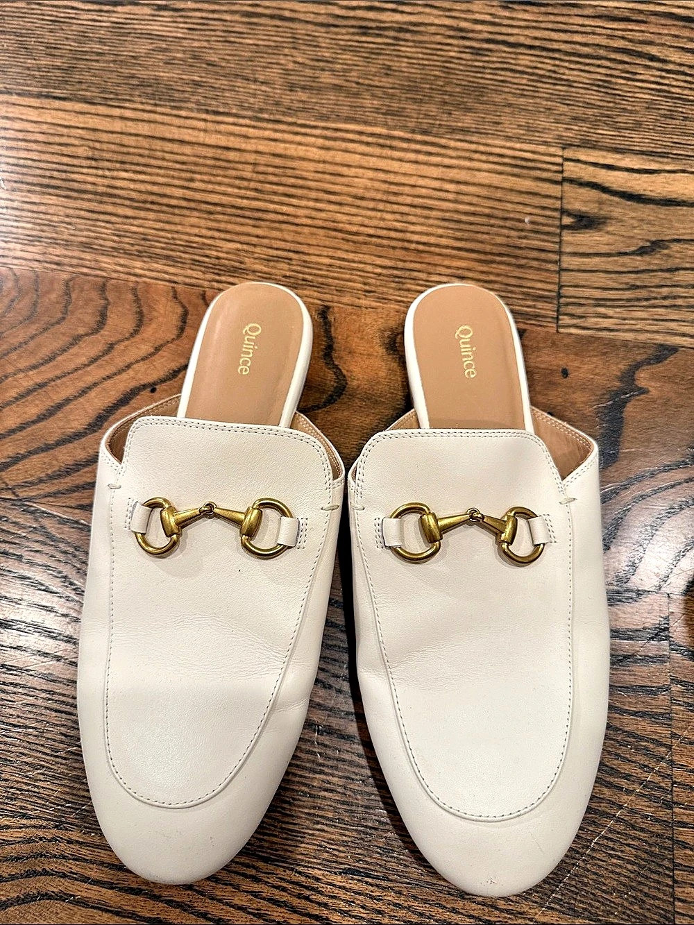 Quince Italian Leather Horsebit Loafer Mule White